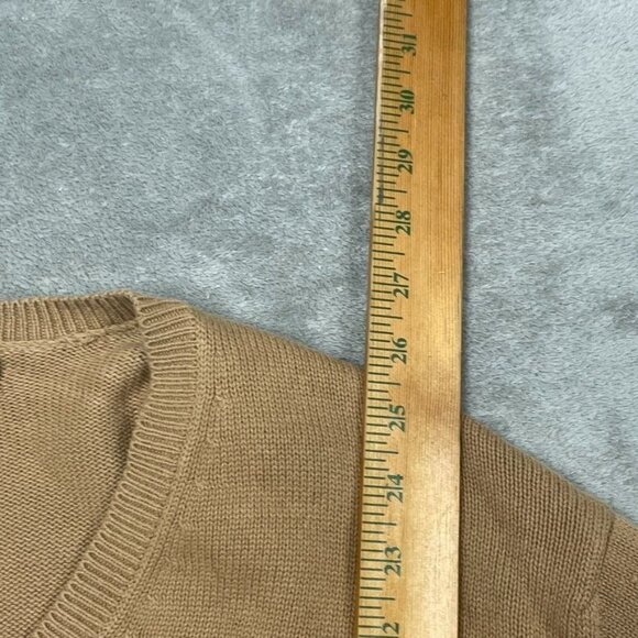 Brooks Brothers Mens Cotton V-Neck Sweater L Tan Lightweight Classic a0461 - Picture 3 of 6